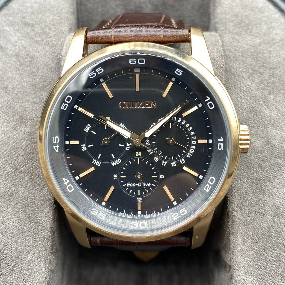 Citizen Eco-Drive Corso Classic Men’s Watch 8729-S093040 Gold Tone Leather
